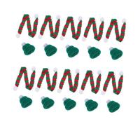 Cabilock 10juegos Tapón Decorativo para Botella De Vino Mini Gorros y Bufandas Navideñas De Punto DIY Manualidades para Decoración De Vino