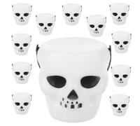 Cabilock 12 Piezas Cubo de Dulces de Halloween Reutilizable de Plástico Blanco Asa, Fácil de Transportar y Almacenar para Fiestas y Celebraciones