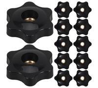 Cabilock 12 Piezas Perilla de Tuerca de Sujeción con Núcleo de Cobre y Mango Ergonómico Negro para Proyectos DIY y Entornos Ajustables