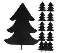 Cabilock 12 Piezas Pizarra del árbol de Navidad letreros de pizarra para mesas Decoración del mostrador de barra Etiquetas de mensajes de madera Negro