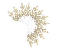 Cabilock 12 Piezas selecciones Brillantes selección de Hojas de plástico de Navidad Ramas de árboles Brillantes Tallos de Hojas de Brillo navideño Decoraciones navideñas Golden