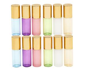 Cabilock 12Pcs Roll-On Perfume Mini Pipetas Gotero Viaje Perfume Tubo Viales Contenedor Aceite Botellas De Rodillos Para Aceites Esenciales Botellas Vacías Subembalaje Botella Recargable