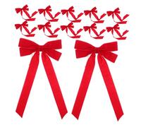 Cabilock 12piezas Lazos Decorativos Navideños De Terciopelo Adornos para Árboles De Navidad Decoraciones Colgantes De Lazos para Puerta De Entrada Rojos