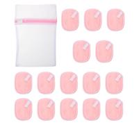 Cabilock 15 toallas faciales reutilizables para lavarse la cara - Paños faciales de fibra ultrasuave para desmaquillar - Cuidado de la piel para viajes y uso diario con bolsa de lavandería rosa