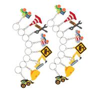 Cabilock 16 Piezas Llaveros Temática Construcción PVC Resistente Camión Cemento Excavadora Tractor Colgantes para Fiesta Premios Decoración Mochilas