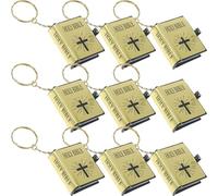 Cabilock 18 Piezas Llavero Religioso Biblia Colgante de Libro Miniatura en Metal Dorado, Diseño Decorativo para Colgar y Sujetar Llaves, Estilo Simple y Adorable