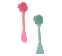 Cabilock 2 Cepillos Faciales de Silicona para Limpieza Profunda y Exfoliación Multifuncionales Color Verde y Rosa Diseño Doble Cabezal para Mascarillas y Masaje Facial Uso Diario para