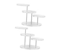 Cabilock 2 Conjuntos Pedestal De La Barra Redonda Acrílica Pantalla De 3 Niveles De Joyería Acrílica Puertos Pulseros De Arete Joya De Joyas De Exhibición Soporte De Soporte para