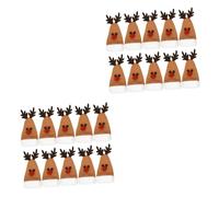 Cabilock 2 Juegos Tapa De Botella De Vino De Alce Vajillas Navideñas Cubiertos Navideños Gorras Botellas Petacas De Alcohol Bolsa De Cubiertos De Sombrero De Santa Paño Brown 10 Uds * 2