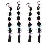 Cabilock 2 pares de extensiones de de caballo con burbujas: extensiones de de caballo trenzadas con lazo - Peluca de princesa con burbujas de colores