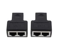 Cabilock 2 Piezas Acoplador Divisor Rj45 de Red 1 a 2, Plástico Negro | Conector Hembra, Divide un Cable en Dos Salidas, para Casa y Oficina, Adaptador Multipuerto Compacto