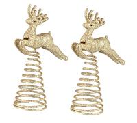 Cabilock 2 Piezas Adornos Copa Árbol Navidad Brillantes con Diseño de Reno Dorado para Decoración de Árboles Navidad