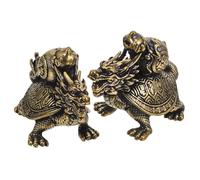 Cabilock 2 Piezas Adornos de decoración de Escritorio pequeña Estatua continuar Figurilla desear Criatura Decoración de Animales en Miniatura Figura en Forma de Tortuga dragón latón Dorado