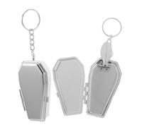 Cabilock 2 Piezas Ashtray Coffin Shape Portable With Lid Tinplate Keychain For Halloween Outdoor Storage Box Small Car Accessory