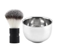 Cabilock 2 piezas Brochas para Afeitar Hombre con Bol de Acero Inoxidable y Duradero para Espumar Exfoliante y Cómodo Apto para Tipo de Barba Fácil de Limpiar y Transportar