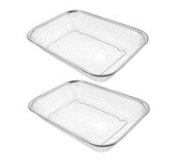 Cabilock 2 Piezas Cesta de Drenaje Inoxidable para Fregadero Malla Resistente para Lavar Verduras y Frutas de Diseño Rectangular Compacto para Cocina Organizada