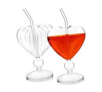 Cabilock 2 Piezas Copa de Coctel de Amor Vino Gafas en Forma de corazón conformado Tazas en a de corazón Juice Cup Gafas Fiesta Vasos de Vidrio Vasos de Cristal en a de