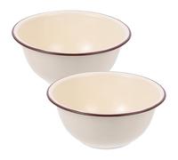 Cabilock 2 piezas Cuencos Esmaltados Vintage Bol Profundo de Esmalte Retro Bol Cocina Multifunción Estilo Antiguo Fácil Limpieza y Uso Versátil