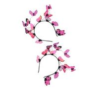 Cabilock 2 piezas Diadema de Novia con Mariposas Rosa Tocado Elegante para Boda Accesorios para Pelo de Fiesta y Disfraz Corona Floral Cómoda y Segura para Novias