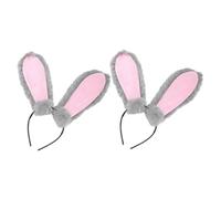 Cabilock 2 piezas Diadema Orejas de Conejo Peluche Gris para Cosplay y Fiestas Accesorio Divertido Unisex Único Resistente para Halloween y Pascua