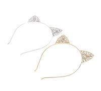 Cabilock 2 piezas Diademas con Orejas de Gato Brillantes para Niñas Accesorios Adorables para Fiestas de Navidad Halloween y Carnaval Diseño Ligero y Portátil y Dorado