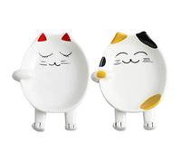 Cabilock 2 Piezas Lindo Gato Multifunción Cuchara de Cerámica Resto Cuchara de Cocina Soporte de Descanso Espátula Utensilio Resto Estufa Soporte de para Encimera de Cocina Y