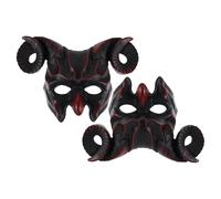 Cabilock 2 Piezas Máscara de Halloween Media Máscara Ligera y Transpirable con Cuernos de Carnero y Calavera de Cabra para Fiestas de Disfraces y Eventos de Cosplay