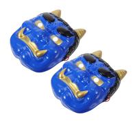 Cabilock 2 Piezas Máscara de Samurái Azul Cuernos de Plástico para Cosplay y Fiesta, Diseño Único Narrativa Cultural y Fácil de Limpiar para Adultos