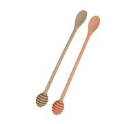 Cabilock 2 Piezas Miel De Madera Cazo De Cuchara De Miel Cucharón Tarro De Miel Agitador De Jarabe Jarabes De Cafe Cucharón De Madera Palo De Panal Palo De Miel Cuentagotas Acero Inoxidable
