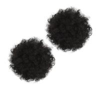 Cabilock 2 piezas Moño Postizo Rizado Afro Alta Temperatura Extensión Cabello Mujer Fiesta Cosplay Diario