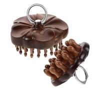 Cabilock 2 piezas Peine de Masaje para Cabelludo de Madera Natural con Dientes Anchos y Finos Masajeador Portátil con Anillo Metálico para Cervical y Espalda Relajación y Cuidado Diario