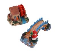 Cabilock 2 Piezas Puente De Cabaña De Resina Puente De Acuario para Pecera Peces Tanque Decoración De Pescado Artificial Cueva del Acuario Acuarios Decoraciones De Peceras Falso Pequeño