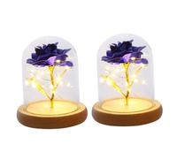 Cabilock 2 Piezas Rosa de Pan de Oro Flor Rosa preservada Rosa Brillante decoración Escritorio decoración de Escritorio decoración de Rosas Falsas Adorno de Tapa de Cristal con Flor de Rosa