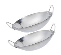Cabilock 2 piezas Sartén Wok de Acero Inoxidable Olla Antiadherente para Cocina Casera y Restaurante para Hot Pot y Cocina Coreana Fácil Limpieza y Uso