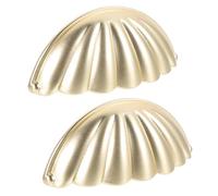 Cabilock 2 Piezas Tiradores de Puerta para Muebles de Cocina en Aleación de Zinc Dorada, Diseño Vintage Forma de Concha, Resistentes Acabado Elegante para Armarios y Cajones