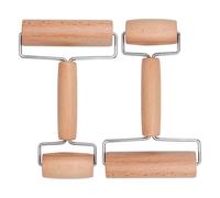 Cabilock 2 rodillos de madera antiadherentes para pizza, de doble cabezal, para repostería y cocina casera.