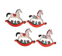 Cabilock 2 Series Adornos De Caballo Columpio De Madera Silla De Árbol De Navidad Adorno De Caballo Decoración Navideña Accesorios Navideños Adorno Navideño 4 Piezas*2