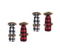 Cabilock 2 Series Fundas para Botellas De Vino con Diseño De Lattice Y Pompones para Decoraciones Navideñas Blanco Y Negro Decoración Festiva para Hogar Y Fiestas 2 Piezas*2