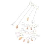 Cabilock 24 Piezas Anillo Capilar Conchas, Plástico Ligero, Estilo Boho | Decoración Oceánica para Trenzas y Dreadlocks, Uso Diario o Fiestas, Fijación Cómoda
