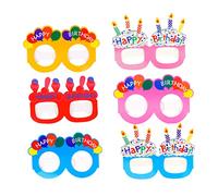 Cabilock 24 Piezas Gafas de Cumpleaños Divertidas para Coloridos Yj Rosa Yj Azul Rosa Amarillo Azul Accesorios de Fotografía para Celebraciones Infantiles y Adultos