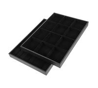 Cabilock 2piezas Bandejas para Joyas De Cuero Negro Compartimentos Organizador para Guardar Anillos Bandeja para Exhibir Joyas para Guardar Anillos Dormitorio