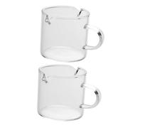 Cabilock 2Piezas Jarra Pequeña de Vidrio Doble Boquilla Transparente para Servir Café Leche y Juego de Unidades