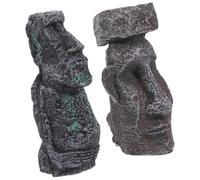 Cabilock 2piezas Mini Figuras De Pascua Estatuas Moai Decorativas De Resina Pequeña Figura De Piedra para Escritorio Adorno De Bonsái Decoración De Isla De Pascua