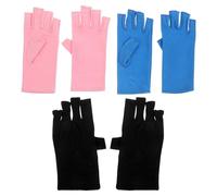 Cabilock 3 pares de guantes UV de medio dedo - Accesorios de manicura anti-bronceado - Guantes UV para lámpara de gel - Suministros esenciales para uñas reutilizables