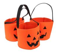 Cabilock 3 Piezas bolsa de dulces de halloween bolsa de calabaza fiesta de calabaza cubo de halloween para contenedor sintió Naranja
