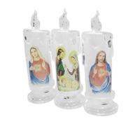 Cabilock 3 Piezas Lámpara Vela LED Sin Jesús Luz Santa para Decoración Religiosa Iglesia y Fiesta Navidad