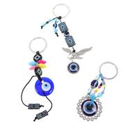 Cabilock 3 Piezas Llavero Forma de Mal de Ojo Azul de Metal, Resistente al Desgaste y Ligero, Adecuado para Mochila y Bolso en Salidas Diarias y Fiestas