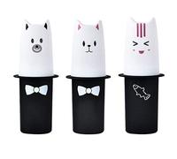 Cabilock 3 Unids Titular de La Caja Del Cepillo de Dientes Gato Lindo Cepillo de Dientes Taza Estuche de Viaje Caja de Almacenamiento de Cepillo de Dientes Portátil para La Familia Camping