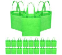 Cabilock 30 Piezas Bolsas de Mano Reutilizables de Tela No Tejida con Asas | Verde, para Compras y Fiestas, Soporta Cargas Pesadas, Cómoda de Llevar, Estilo Minimalista
