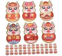 Cabilock 30 Piezas Sobres Sobres Rojos para Festivales Chinos Estampado de Dragón de Año Lunar Paquetes de Dinero Suerte Estilo Mixto